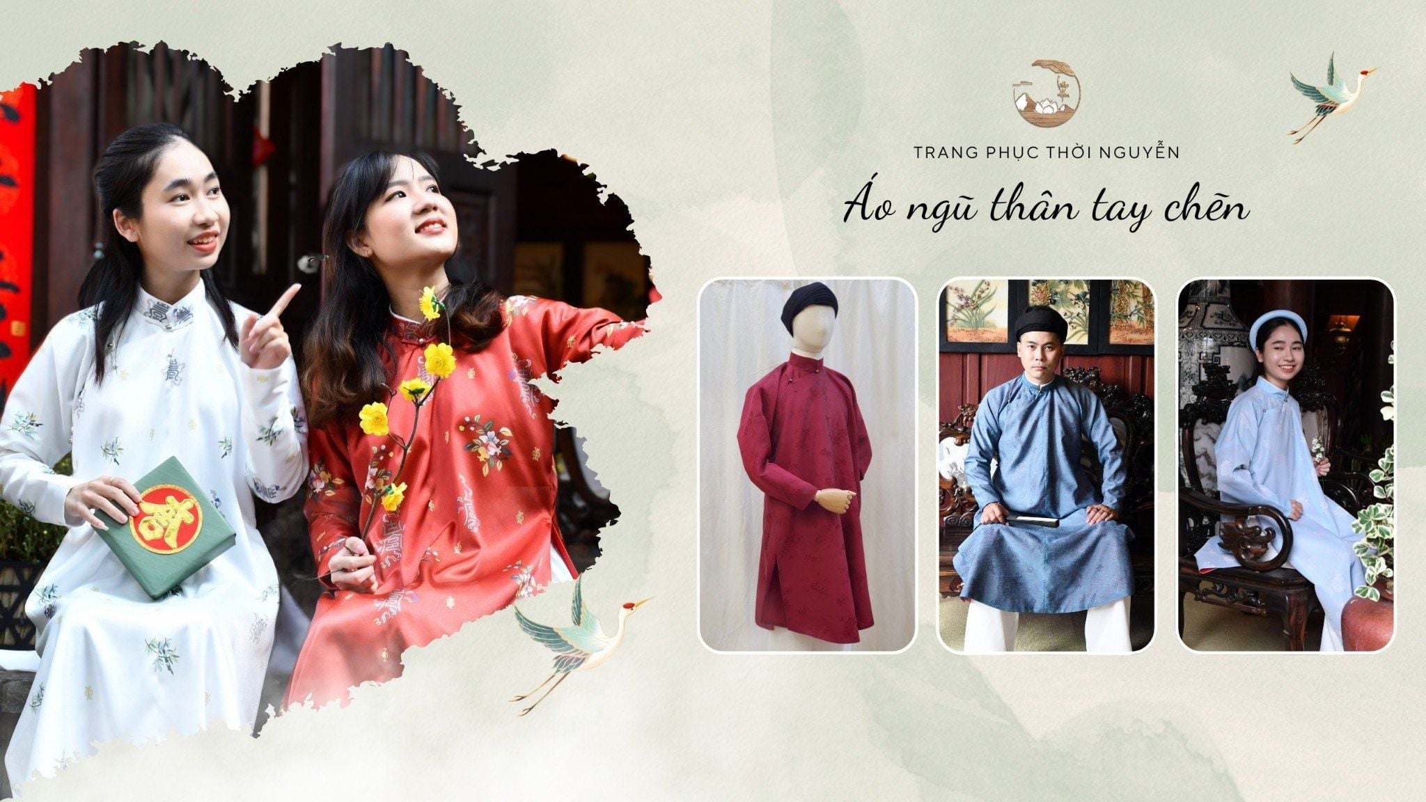 Áo ngũ thân tay chẽn là lựa chọn năng động cho ngày Tết