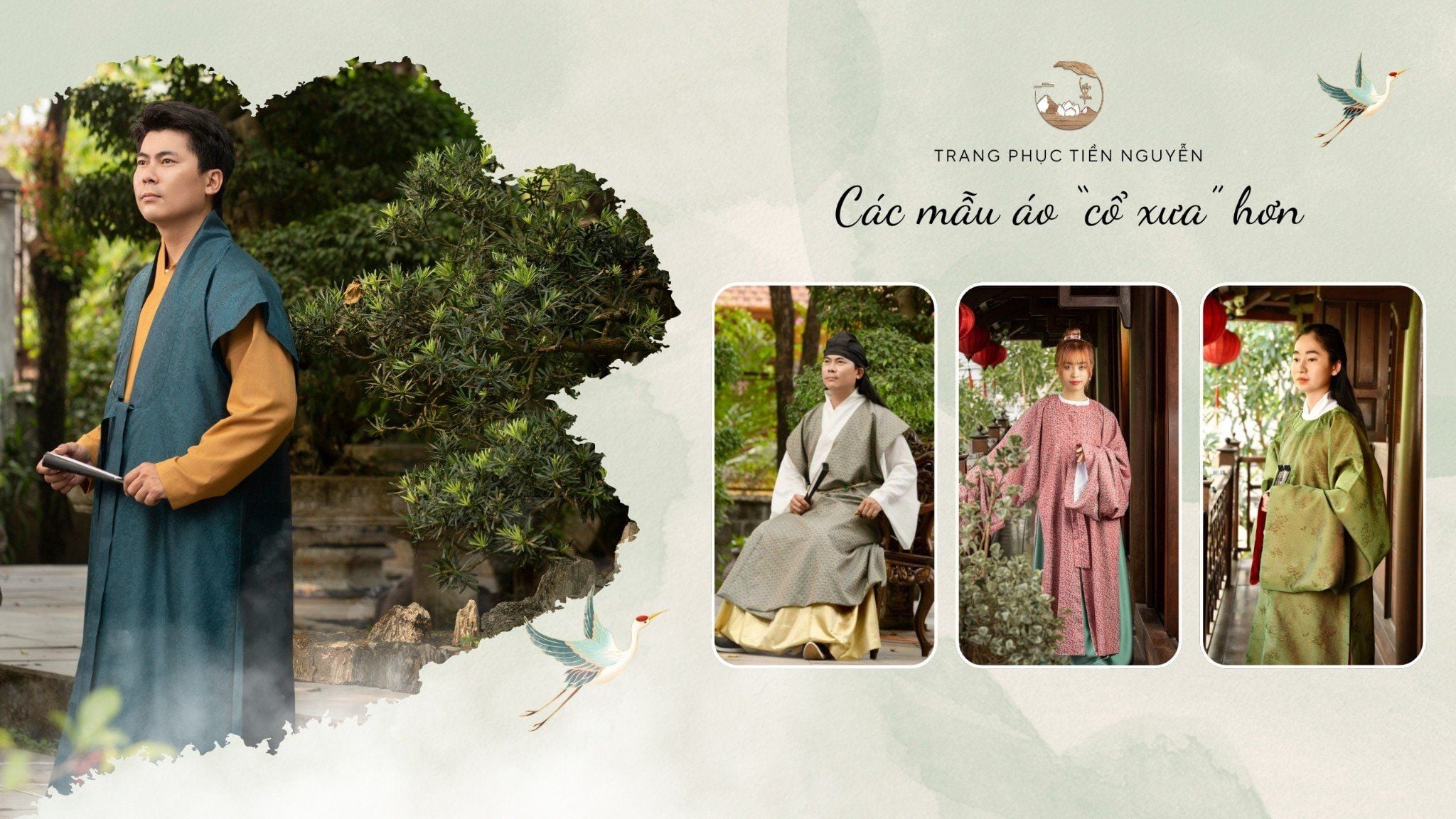 Áo viên lĩnh đại khâm, tứ điên, trực lĩnh đối khâm, giao lĩnh mang nét hoài cổ cho ngày Tết