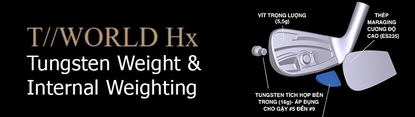 Công nghệ Tungsten Weight & Internal Weighting của Bộ gậy sắt TW Hx | HONMA