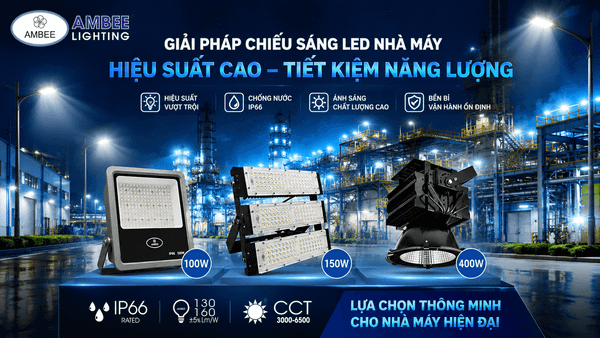 Đèn Pha LED Ngoài Trời IP66 – Giải Pháp Chiếu Sáng Bền Bỉ, Tiết Kiệm Cho Nhà Máy & Công Trình