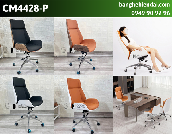 Ghế lãnh đạo lưng ốp gỗ cao cấp CM4428-P