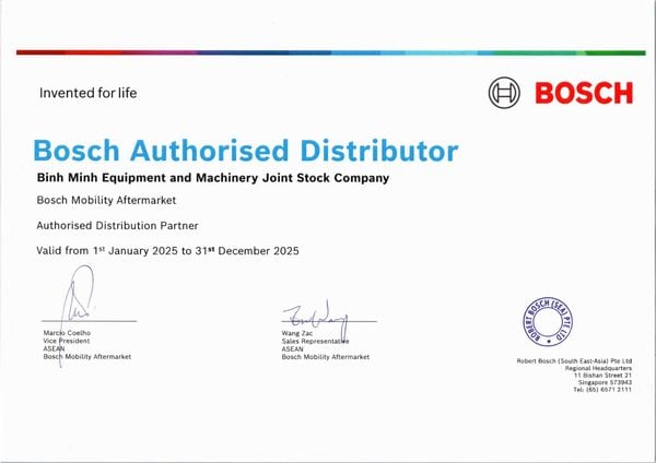 Giấy chứng nhận của Bosch