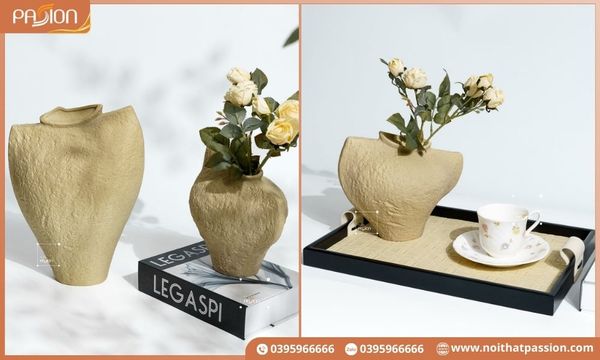 Phom dáng bình hoa gốm thô phác cho phong cách Wabi-sabi