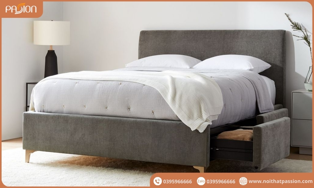 Giường Ngủ Có Hộc Kéo Bọc Nệm Lainy
