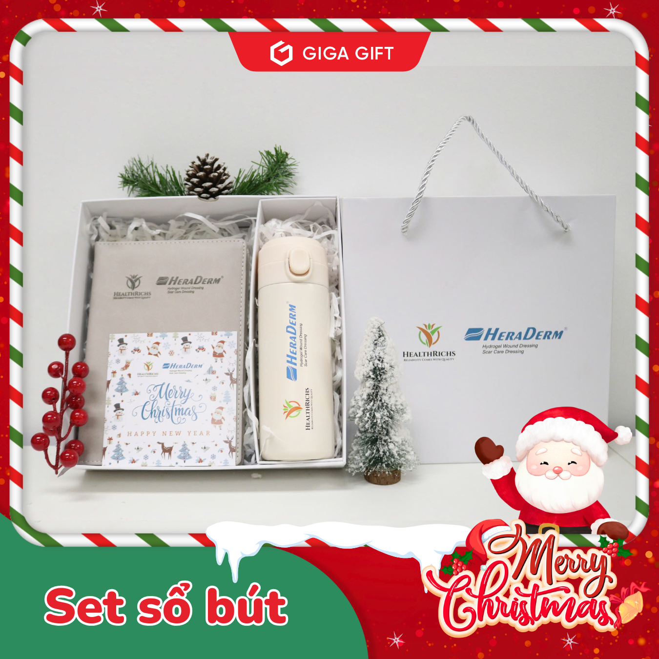 Set sổ bút cao cấp kết hợp bình giữ nhiệt làm quà tặng Giáng sinh