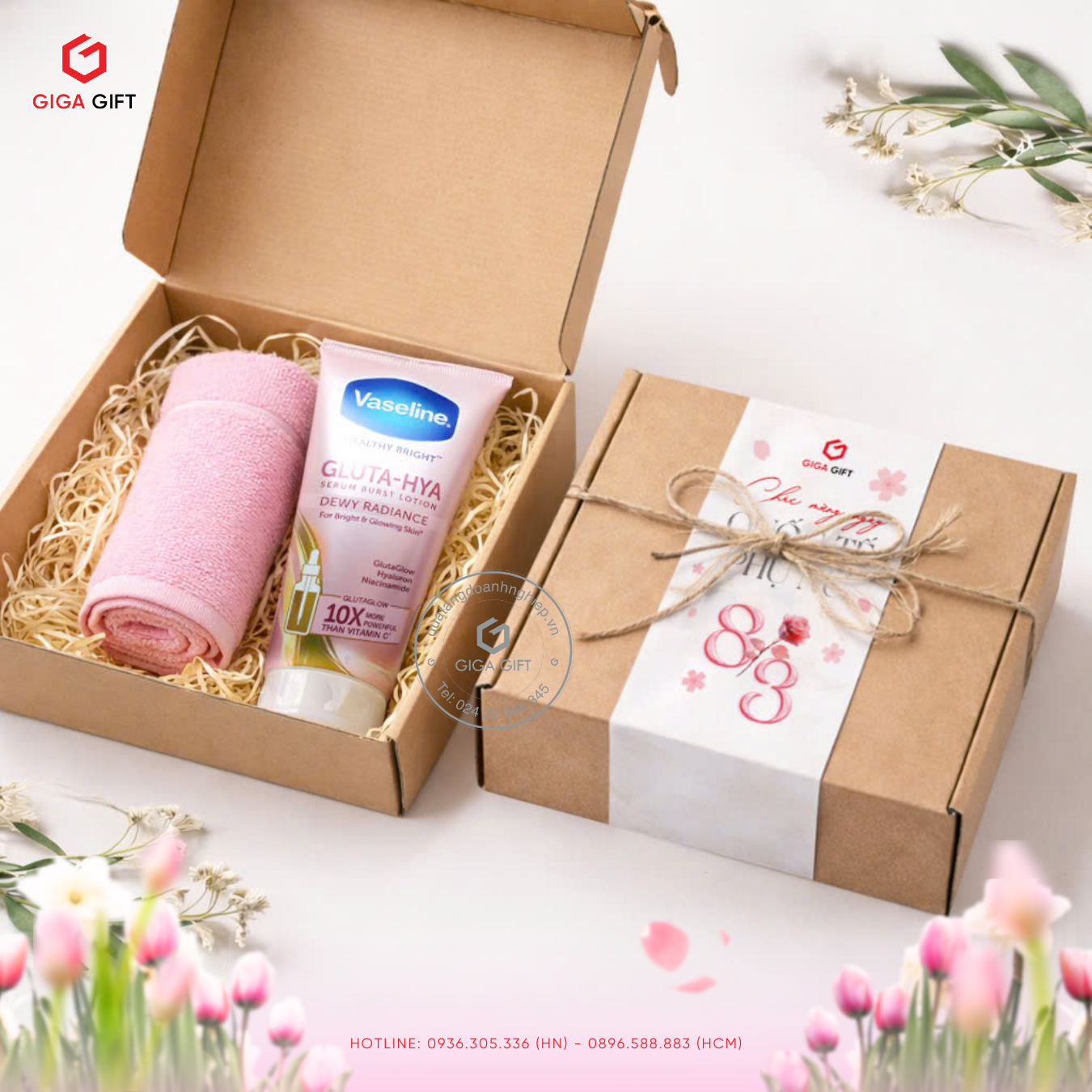 Hộp quà khăn tắm và kem dưỡng da