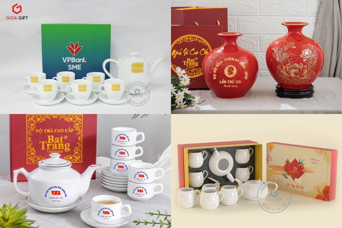 Bộ ấm chén, bình hoa gốm sứ làm quà cho người mệnh Hỏa