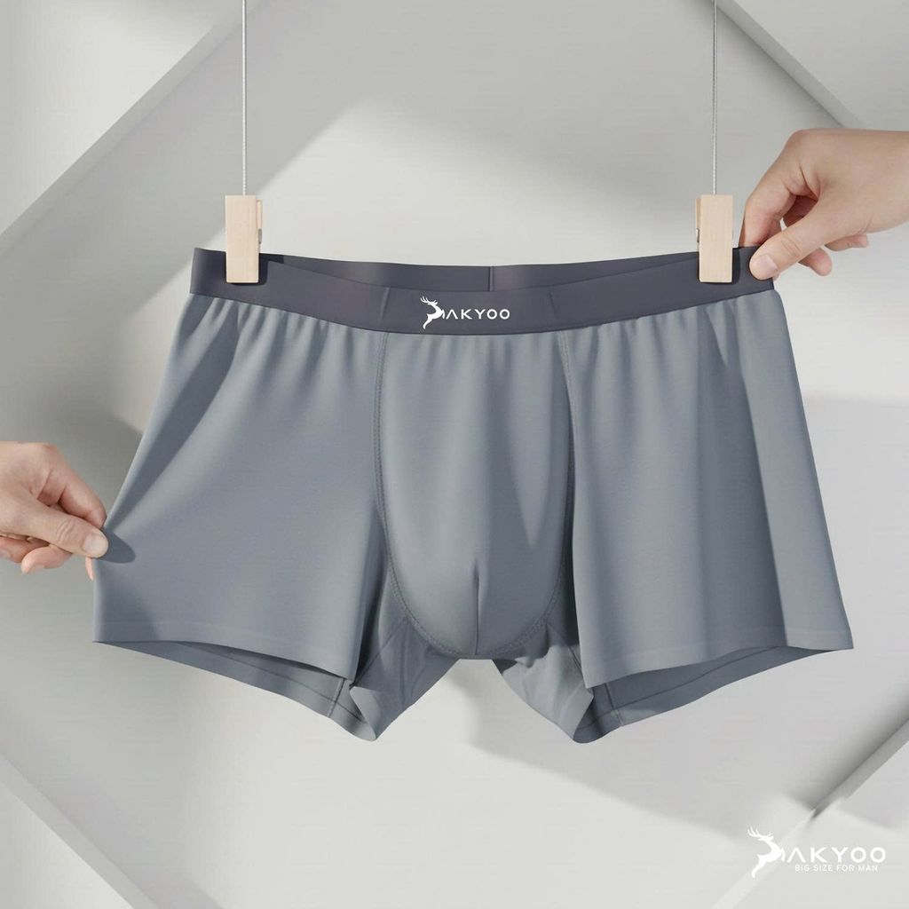 Quần sịp boxer bamboo ghi big size nam Akyoo