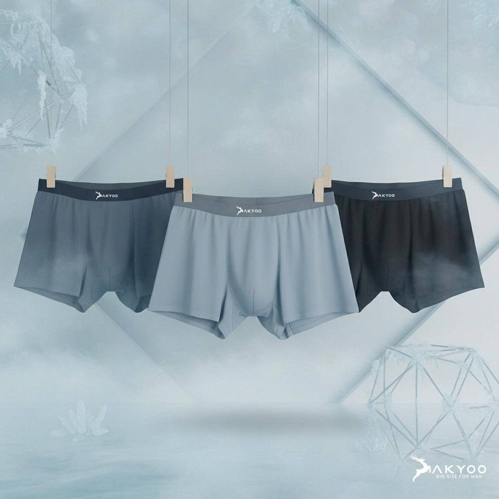 Quần sịp boxer bamboo ghi big size nam Akyoo