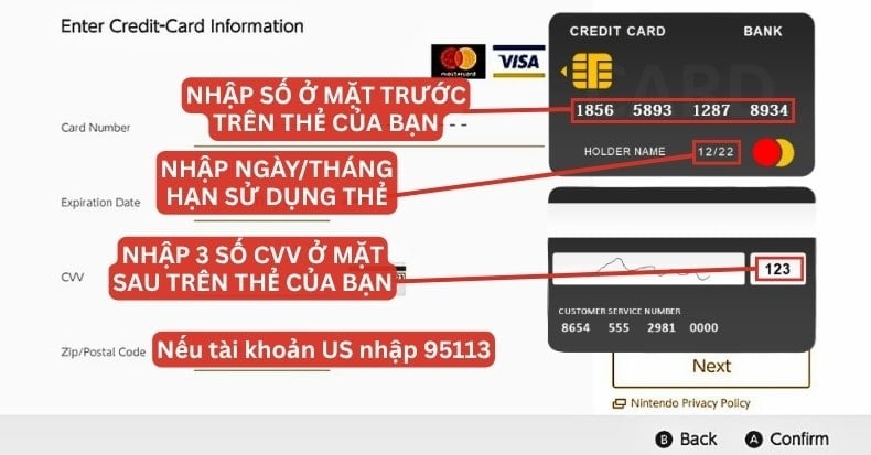 Cách nhập thẻ ngân hàng lên eShop để mua game
