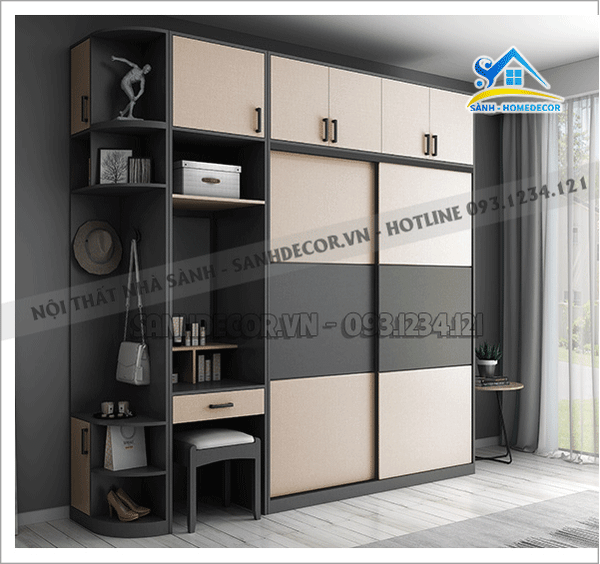 Tủ quần áo liền bàn học Sành Decor