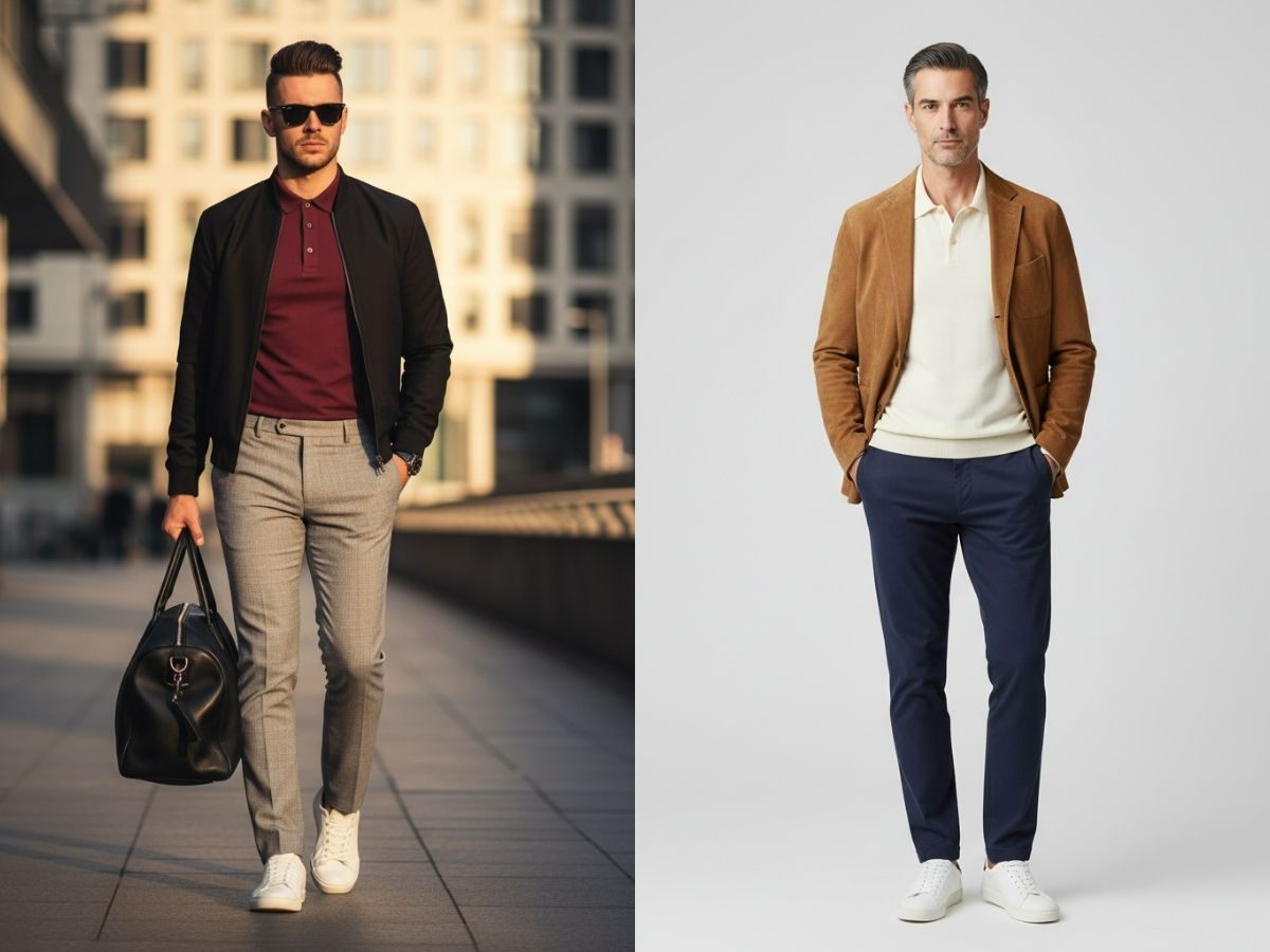 Áo polo phối áo khoác