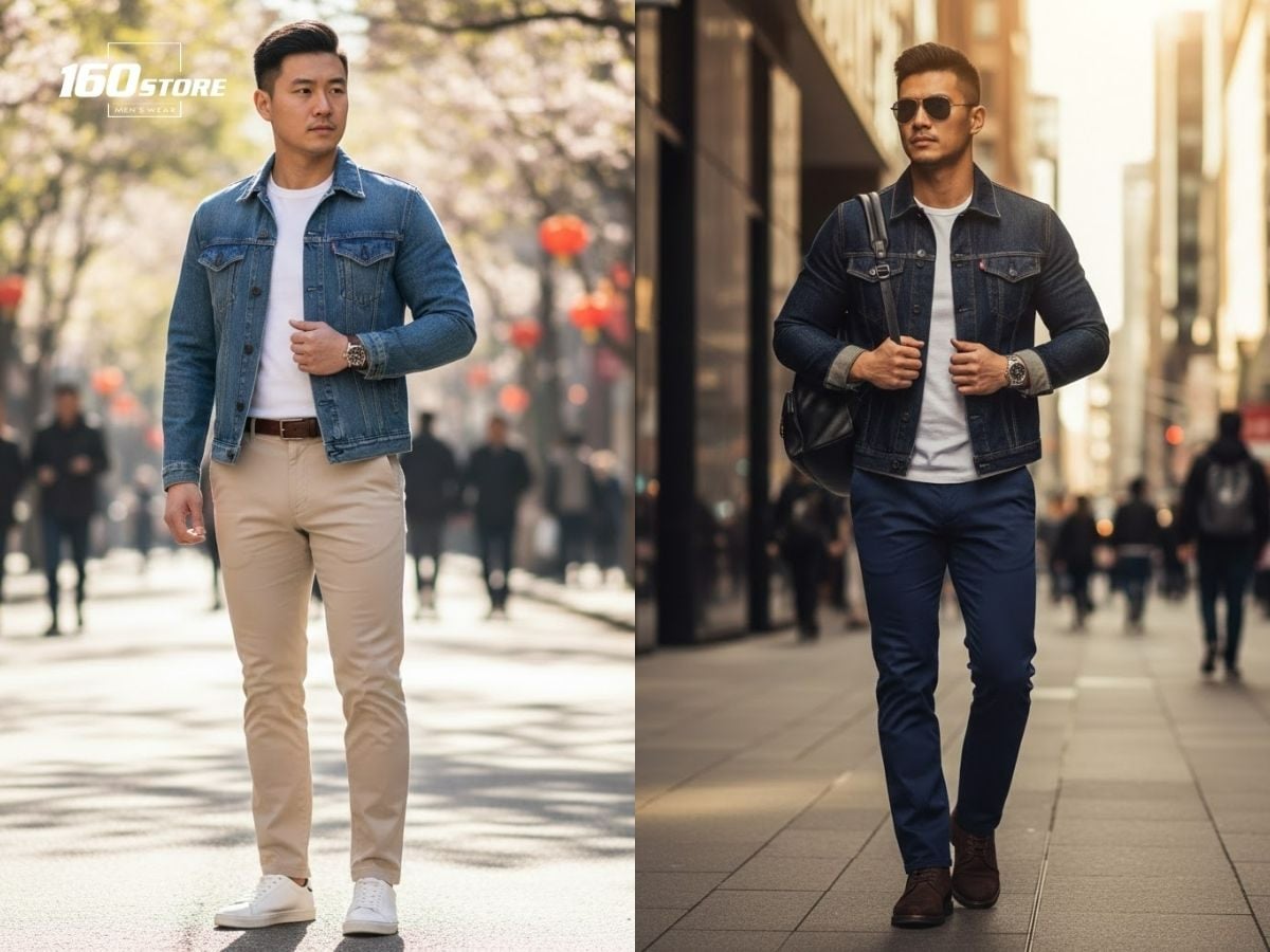 Mạnh mẽ, bụi bặm với áo thun và áo khoác denim