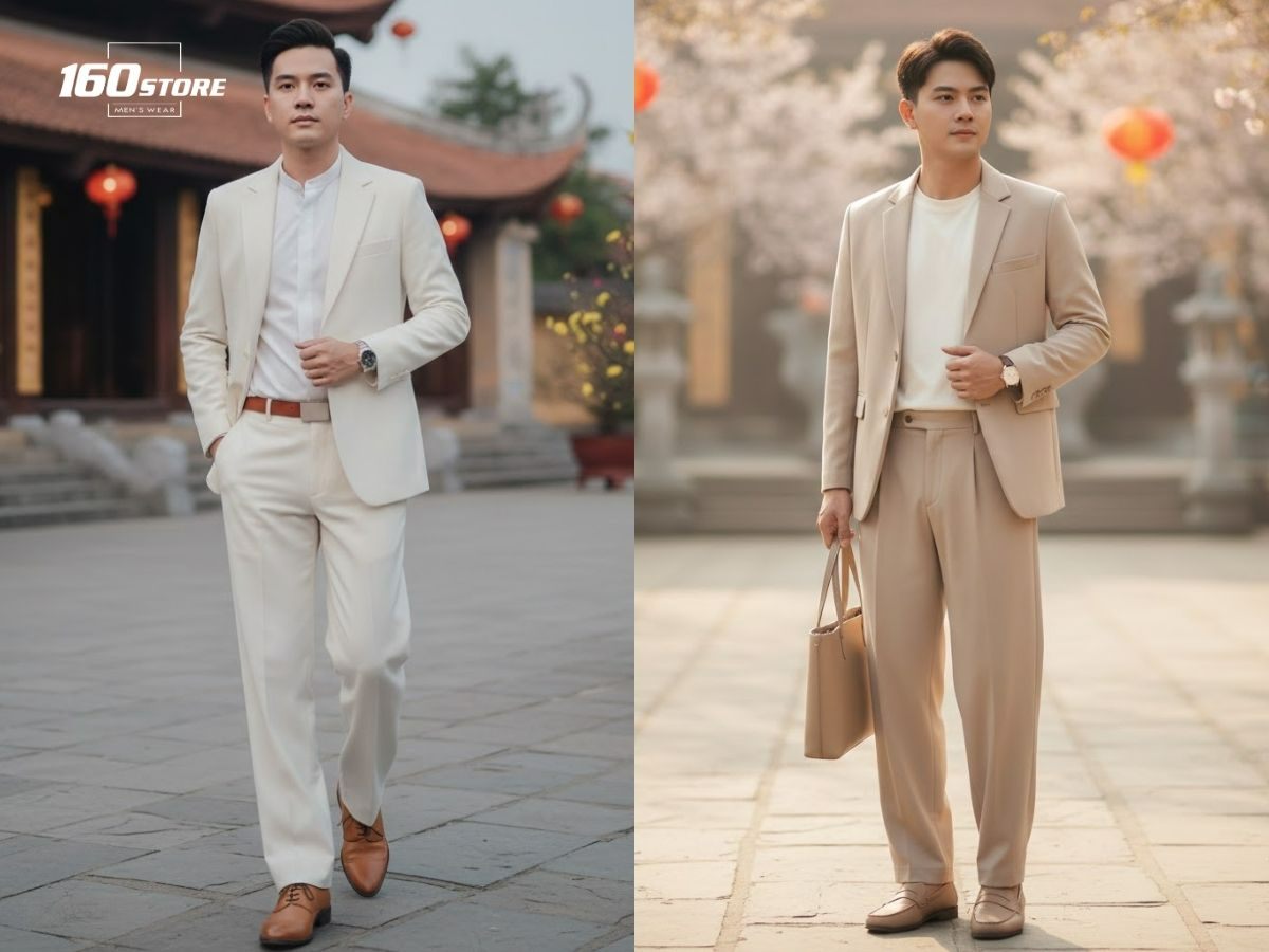 Blazer relaxed tông sáng là lựa chọn không thể bỏ qua khi đi chúc Tết