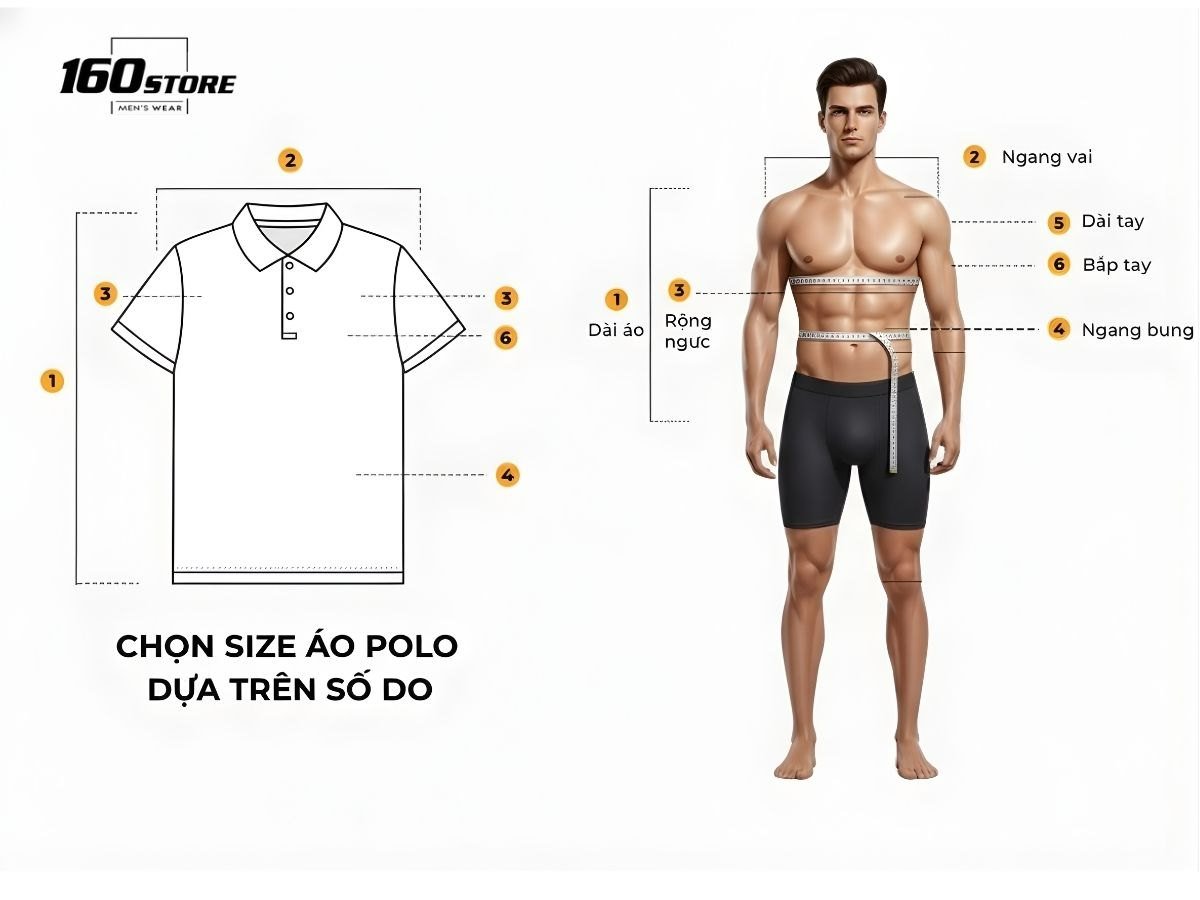 Chọn size áo polo theo số đo cơ thể