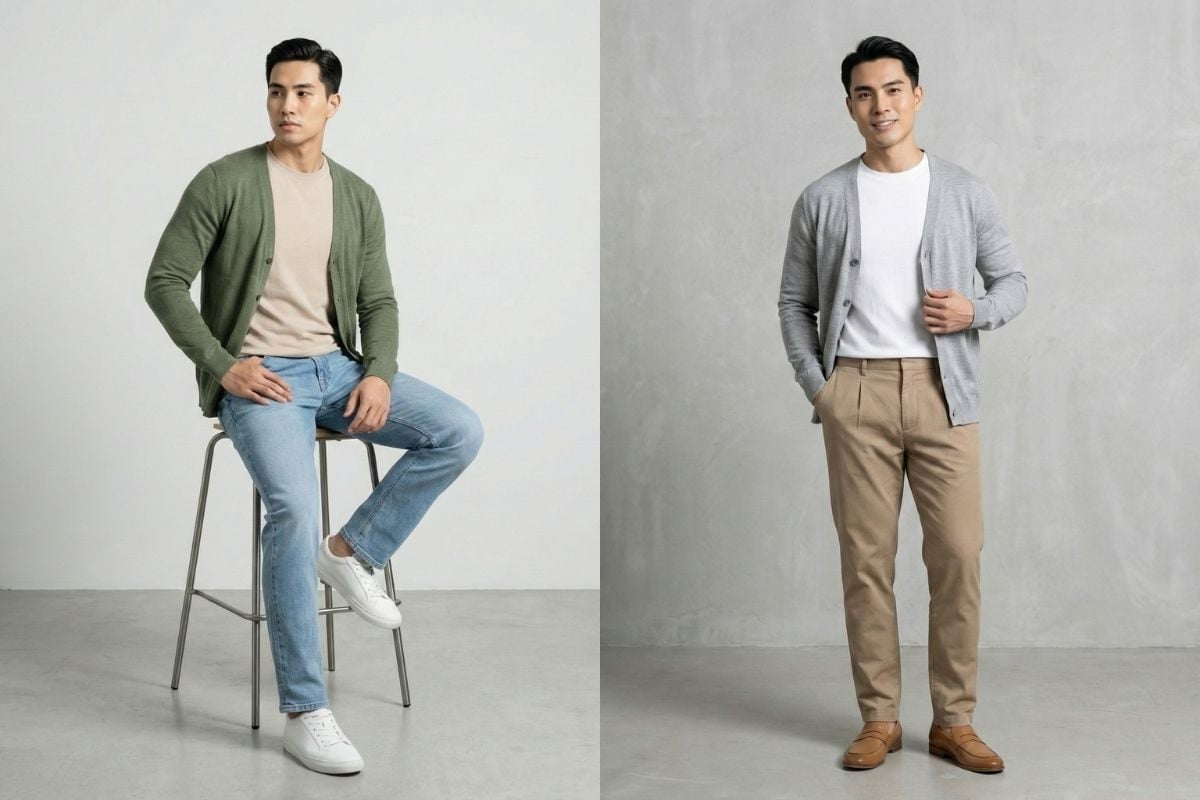 Phối áo thun với áo khoác cardigan vừa thanh lịch, vừa thoải mái