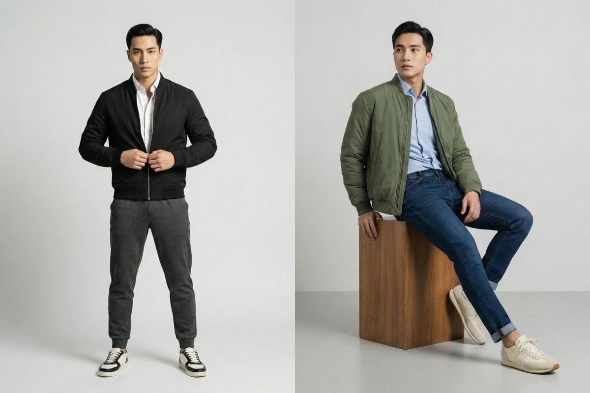 Phối áo sơ mi và áo khoác bomber vừa cá tính, vừa trẻ trung