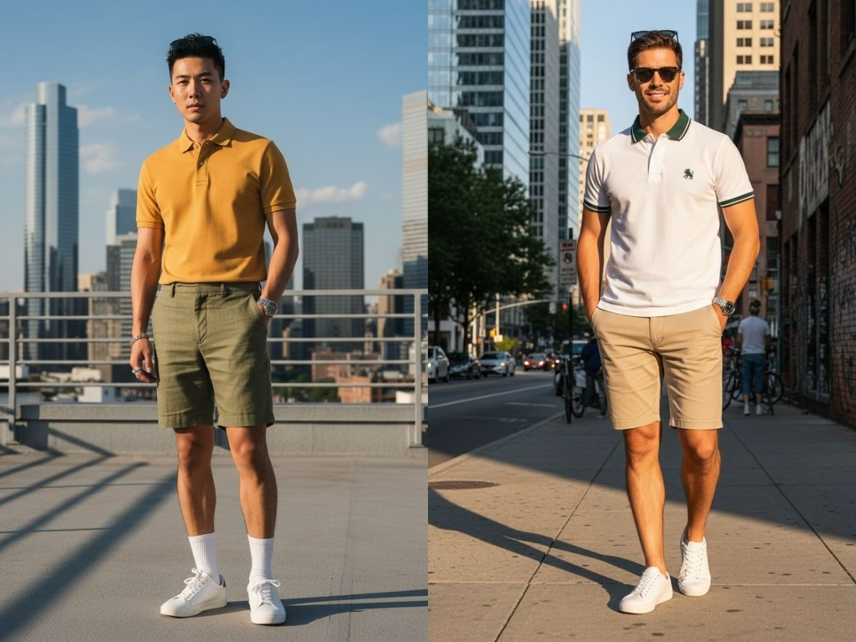 Phối áo polo và quần short