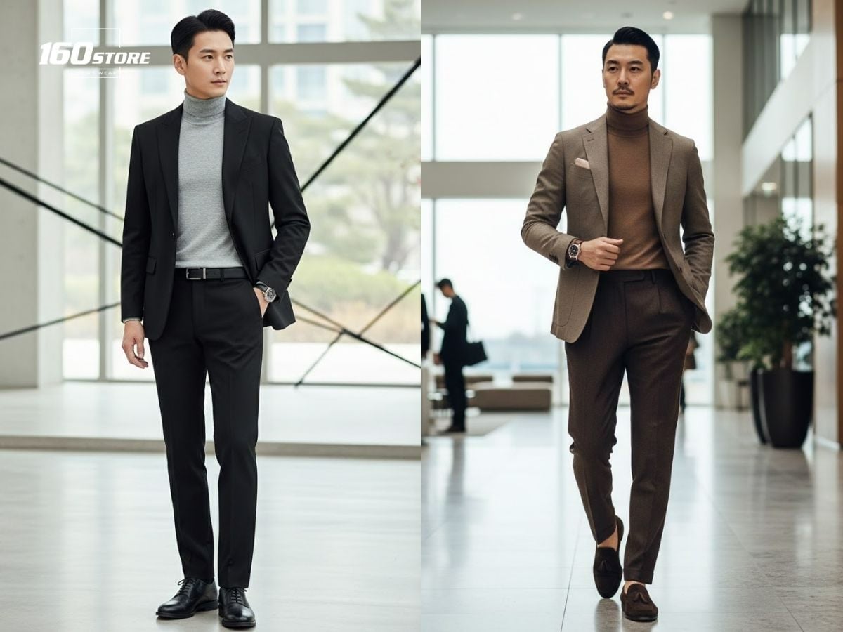 Ấm áp ngày đầu năm với áo cổ lọ mỏng và blazer