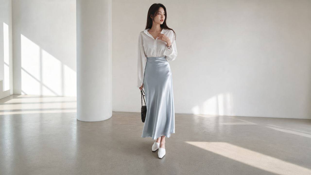 Chân váy maxi lụa satin mềm mại và sang trọng