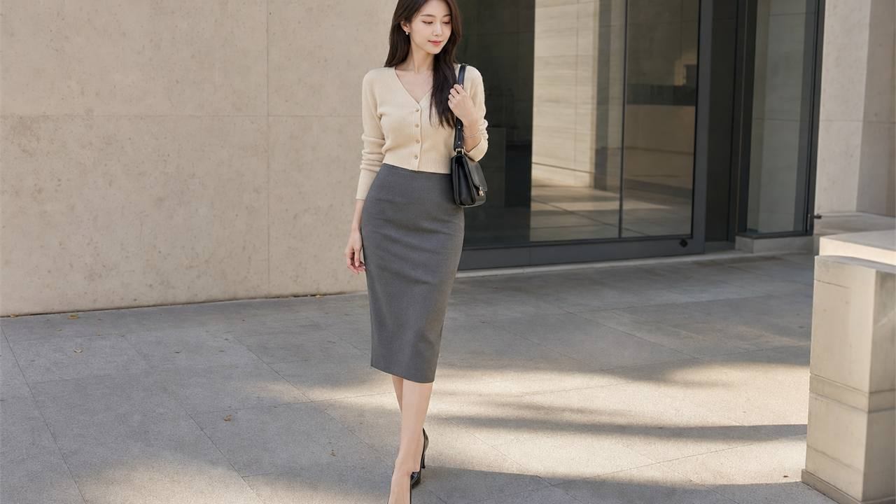 Phối váy bút chì với áo len mỏng hoặc knit top