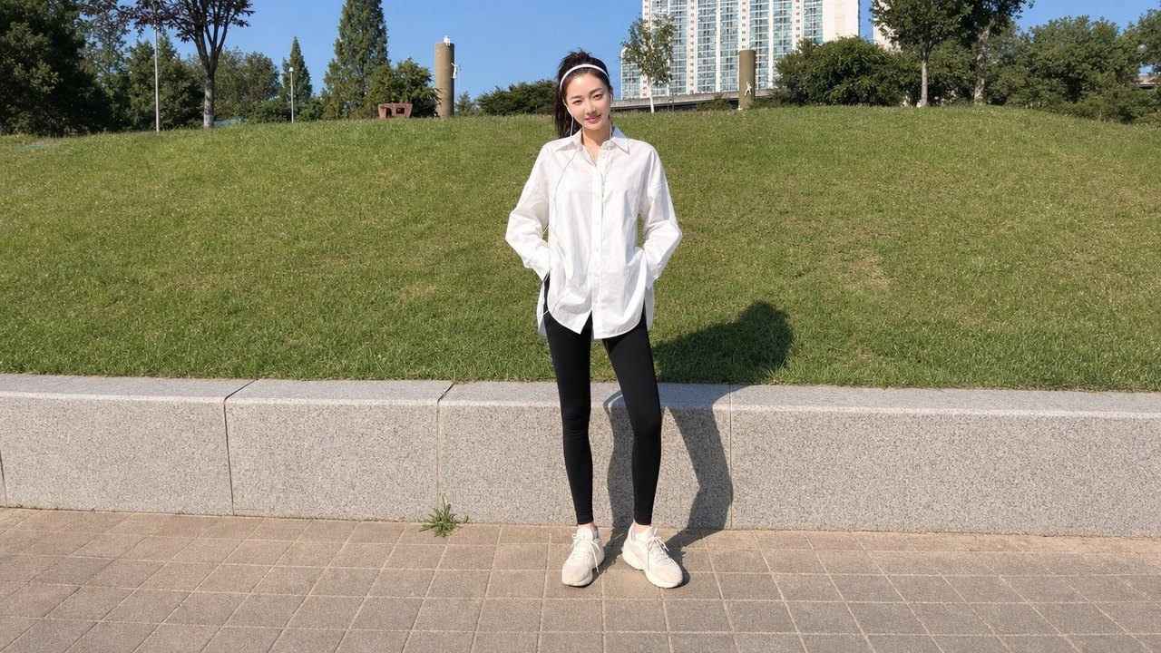 Quần legging phối với sơ mi dáng dài thanh lịch