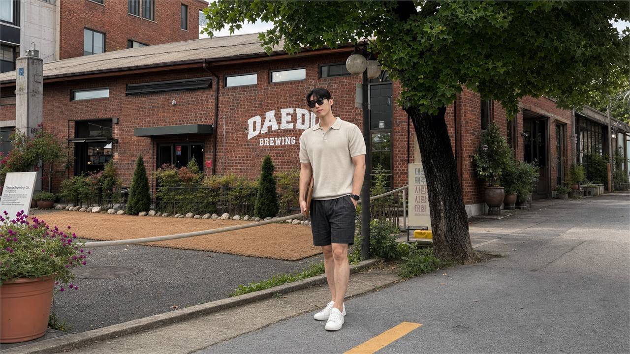 Phối áo polo nam với quần short trơn cho ngày nóng gọn và thoải mái