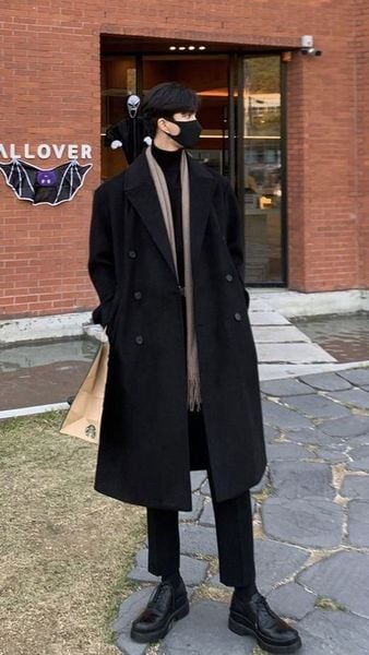 Áo khoác dạ hoặc măng tô phối set trung tính màu đen, kem hoặc xám