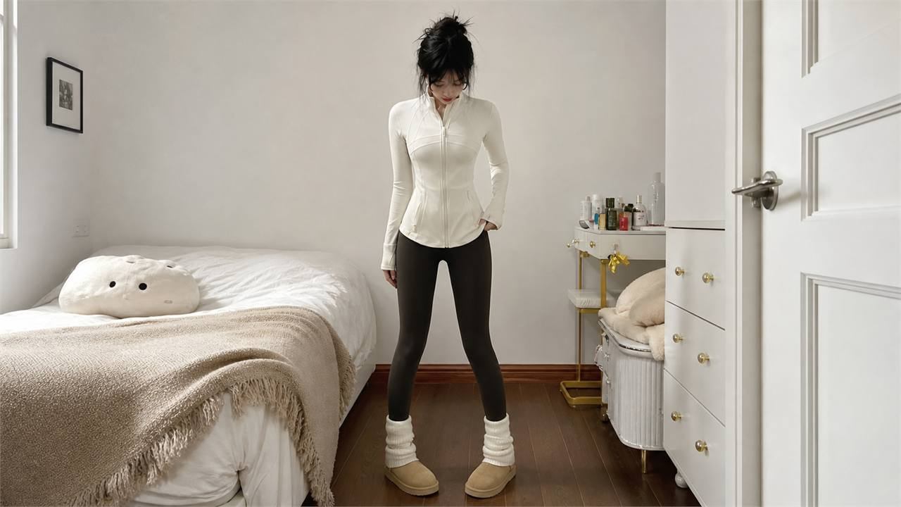 Chọn quần legging chất liệu đứng và ít bóng để dễ mặc hơn