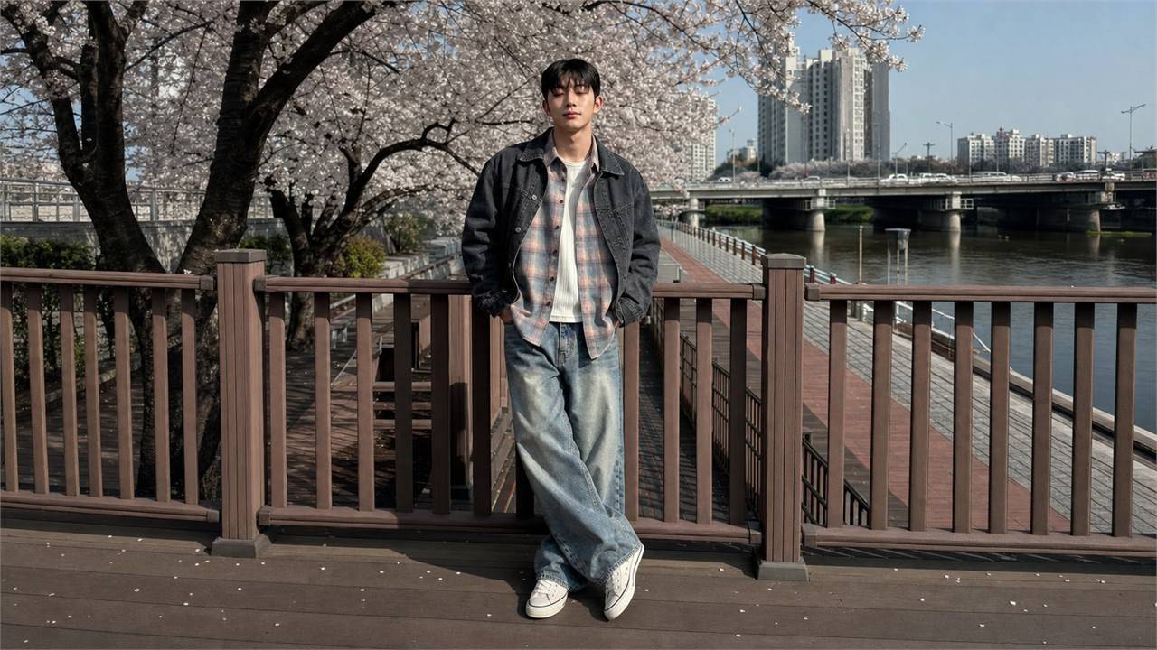 Phối áo sơ mi caro nam cùng denim jacket hoặc bomber tối giản