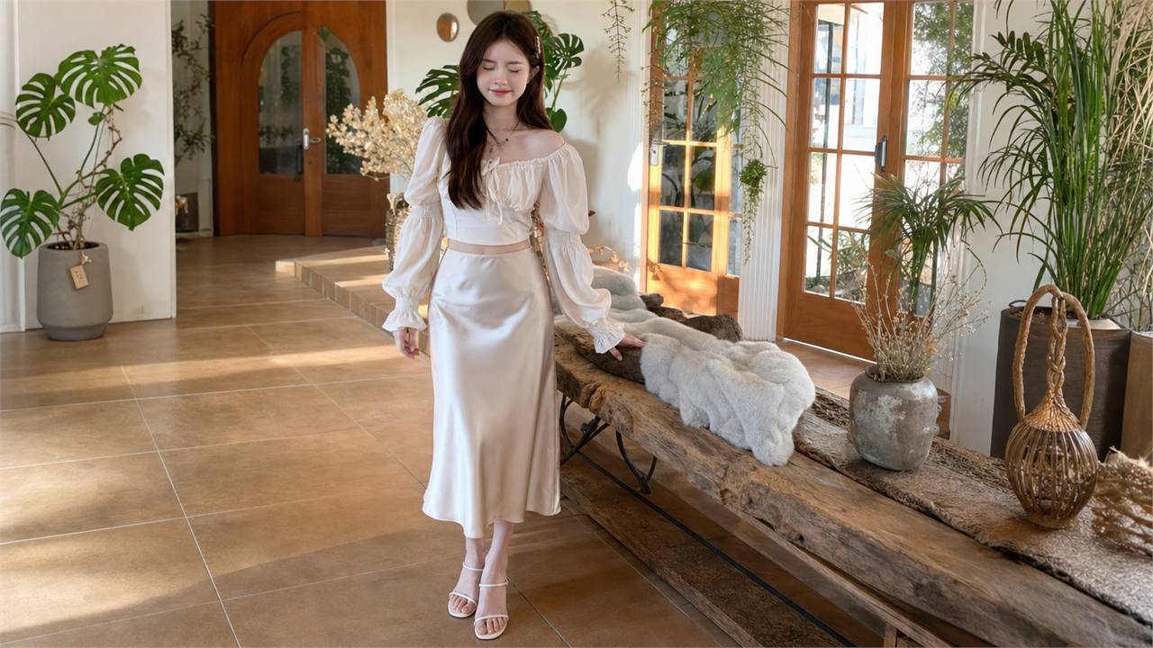 Chọn sandal hoặc slingback với áo tay phồng khi muốn nhẹ và nữ tính
