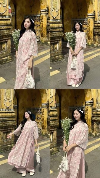 Mặc áo dài đi giày gì - đồng điệu về tông màu