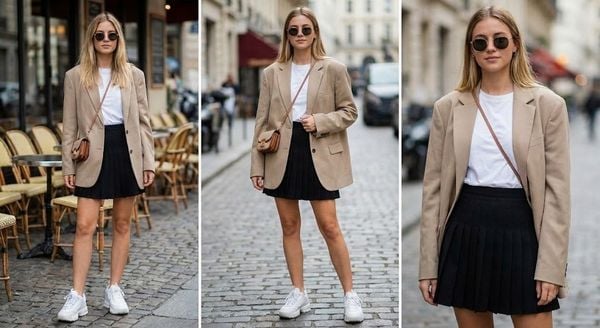Mặc vest đi giày thể thao - Blazer + Chân váy ngắn/Mini skirt + Sneaker