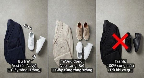 Mặc vest đi giày thể thao - Nguyên tắc màu sắc