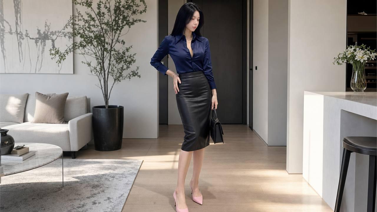 Váy bút chì da hoặc denim cá tính và gần gũi hơn