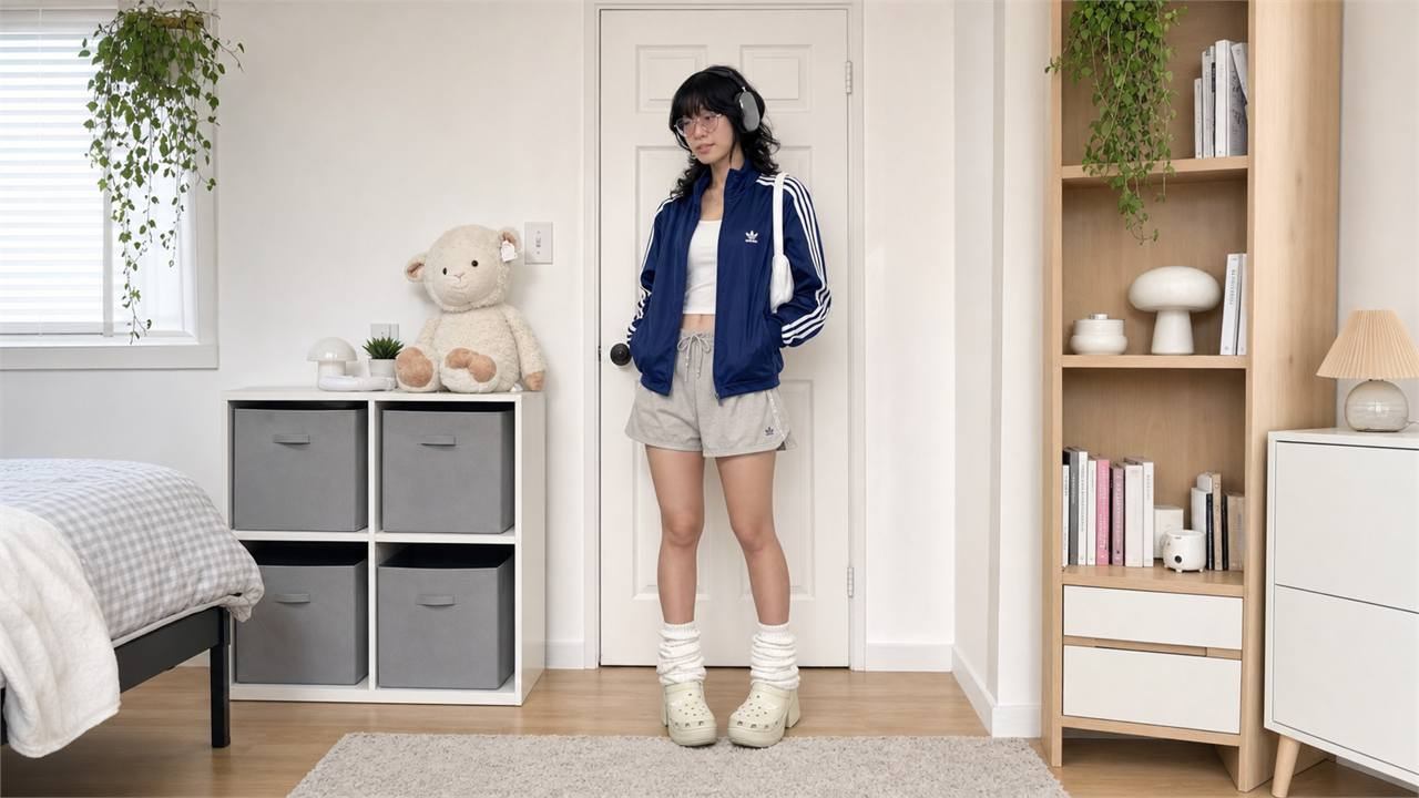Áo khoác gió nữ phối với quần short và áo tank top