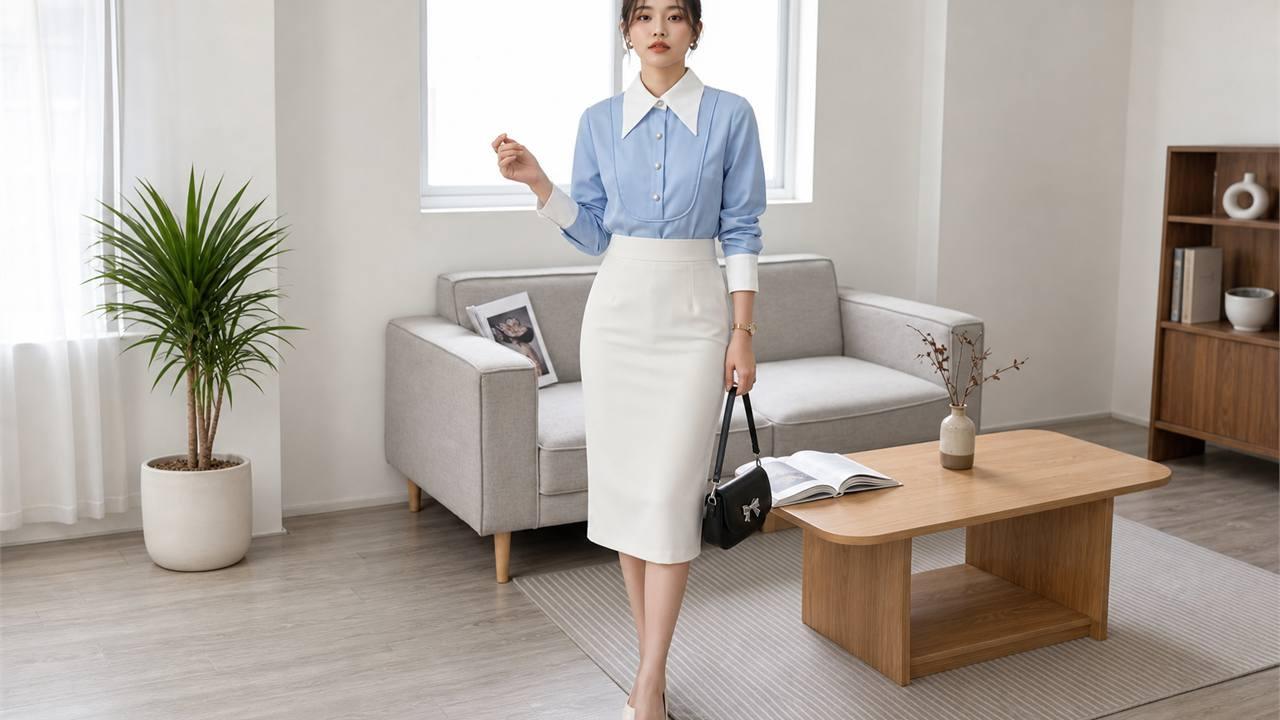 Váy bút chì cạp cao giúp nhấn eo và kéo chân dài hơn