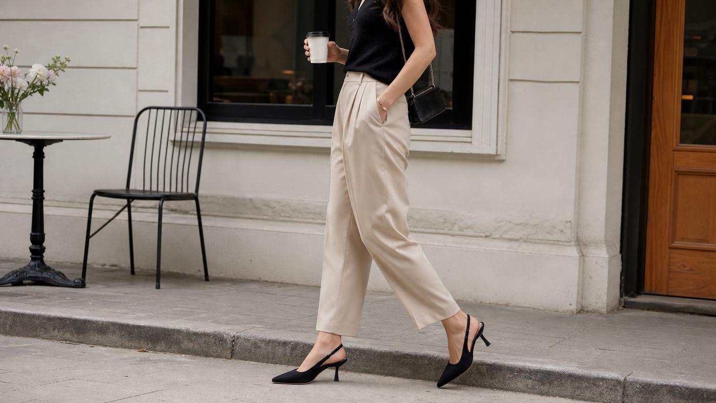 Slingback mũi nhọn là dáng tôn chân và cho outfit cảm giác sắc gọn