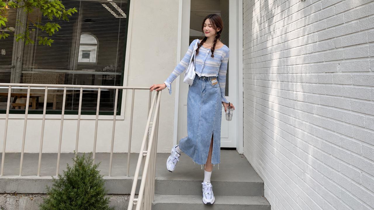 Chân váy maxi denim cá tính và khỏe khoắn