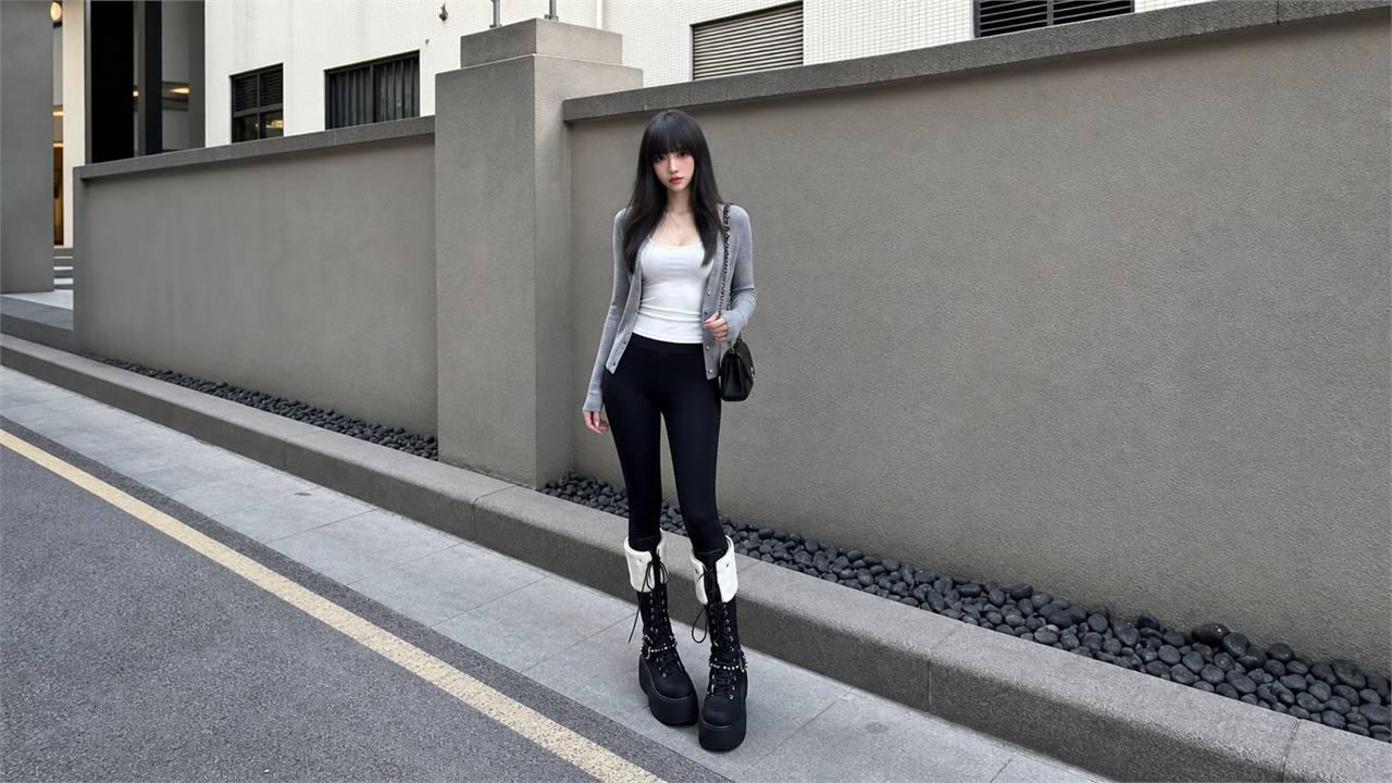 Quần legging phối với áo cardigan mỏng dịu và nữ tính