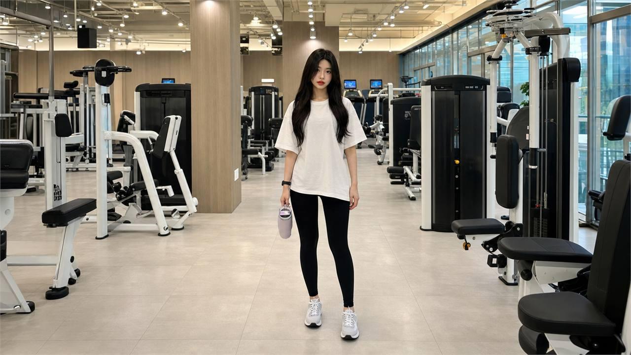 Quần legging phối với áo thun oversize gọn và dễ mặc