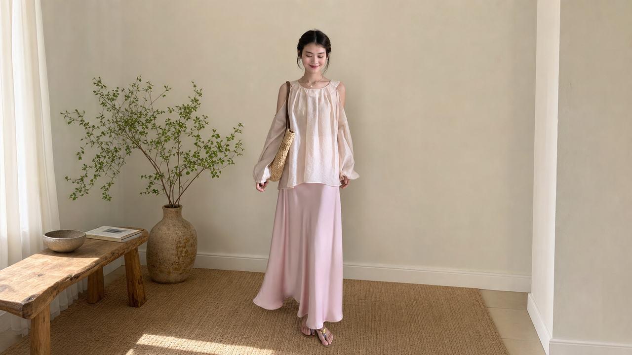 Người nhỏ người mặc váy maxi đẹp nếu giữ eo cao và tà váy gọn