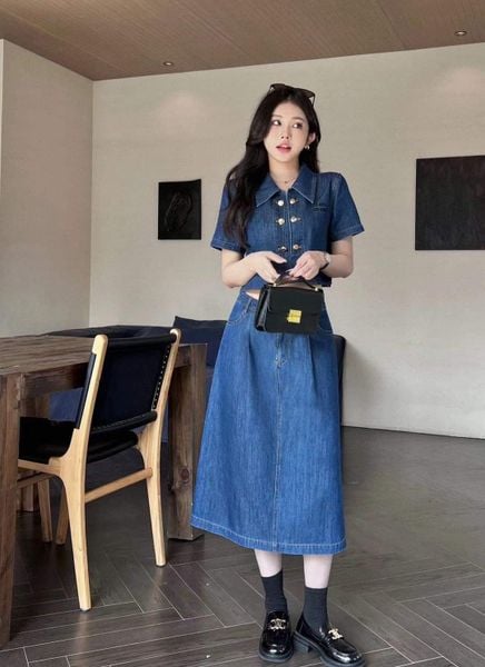 Váy denim midi