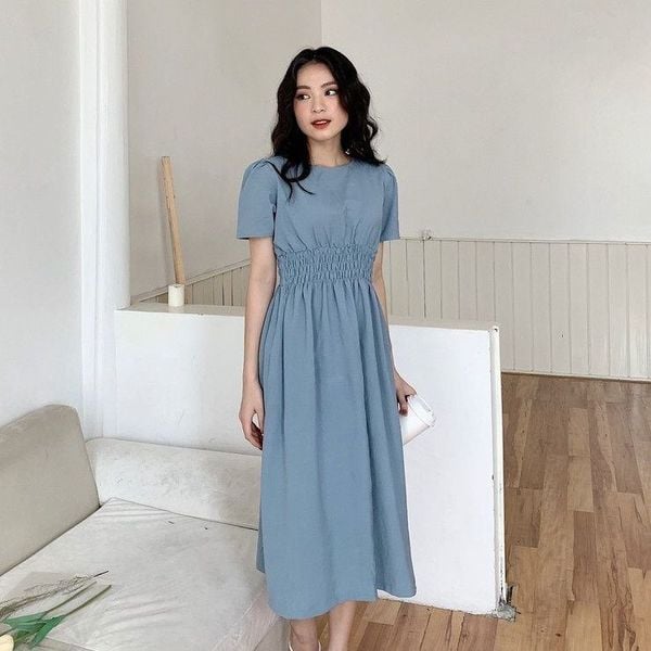 Váy thun gân dáng midi