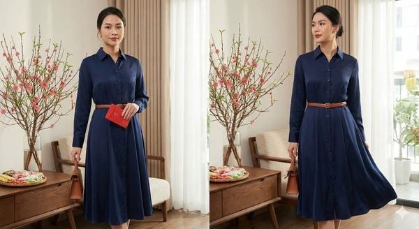 Đầm sơ mi dáng midi