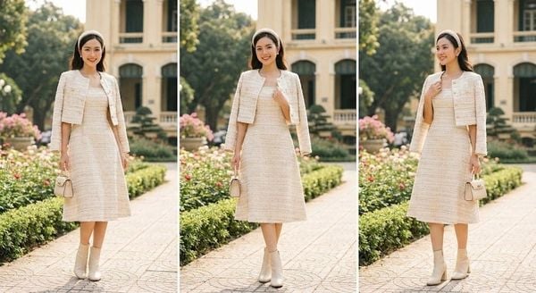 Đầm chữ A vải tweed