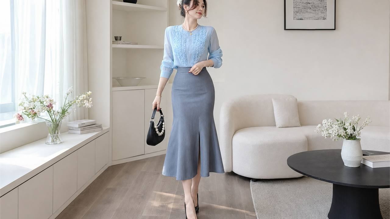 Để ý đường xẻ lớp lót và độ co giãn của váy bút chì