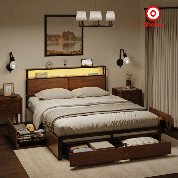 Giường ngủ có ngăn kéo 2 bên tiện lợi