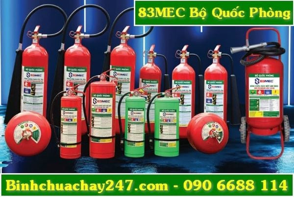 Bình chữa cháy 83MEC Bộ Quốc Phòng có giấy phép lưu thông phương tiện phòng cháy chữa cháy, giá rẻ, giá sỉ tại tpHCM