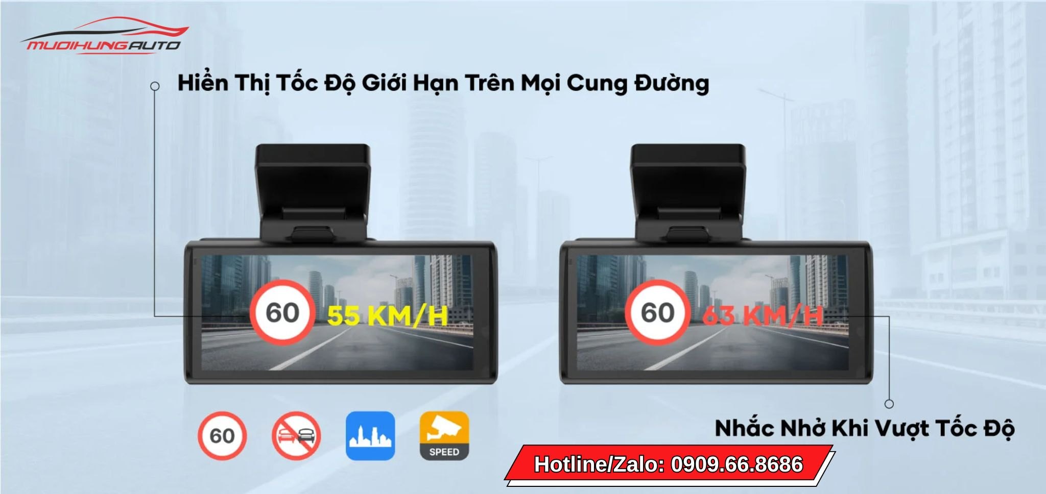 Camera hành trình Vietmap hỗ trợ cảnh báo tốc độ và biển báo giao thông
